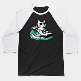 Cute Cat Jet Skiing Summer Funny Gift Baseball T-Shirt